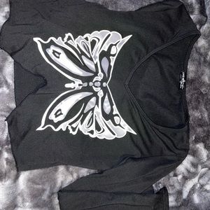 Asymmetrical butterfly crop top Shein T-shirt